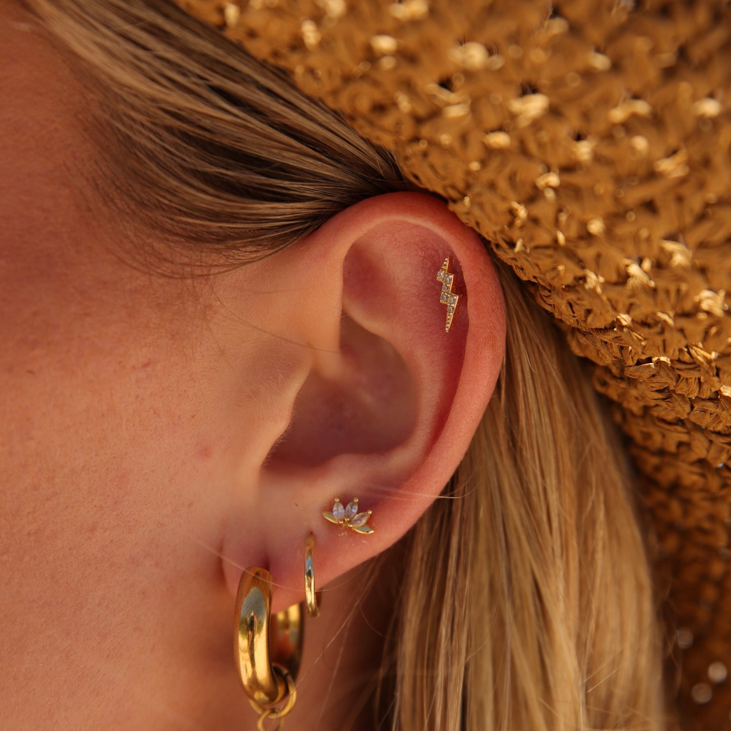 Lighting Bolt Flat Back Stud