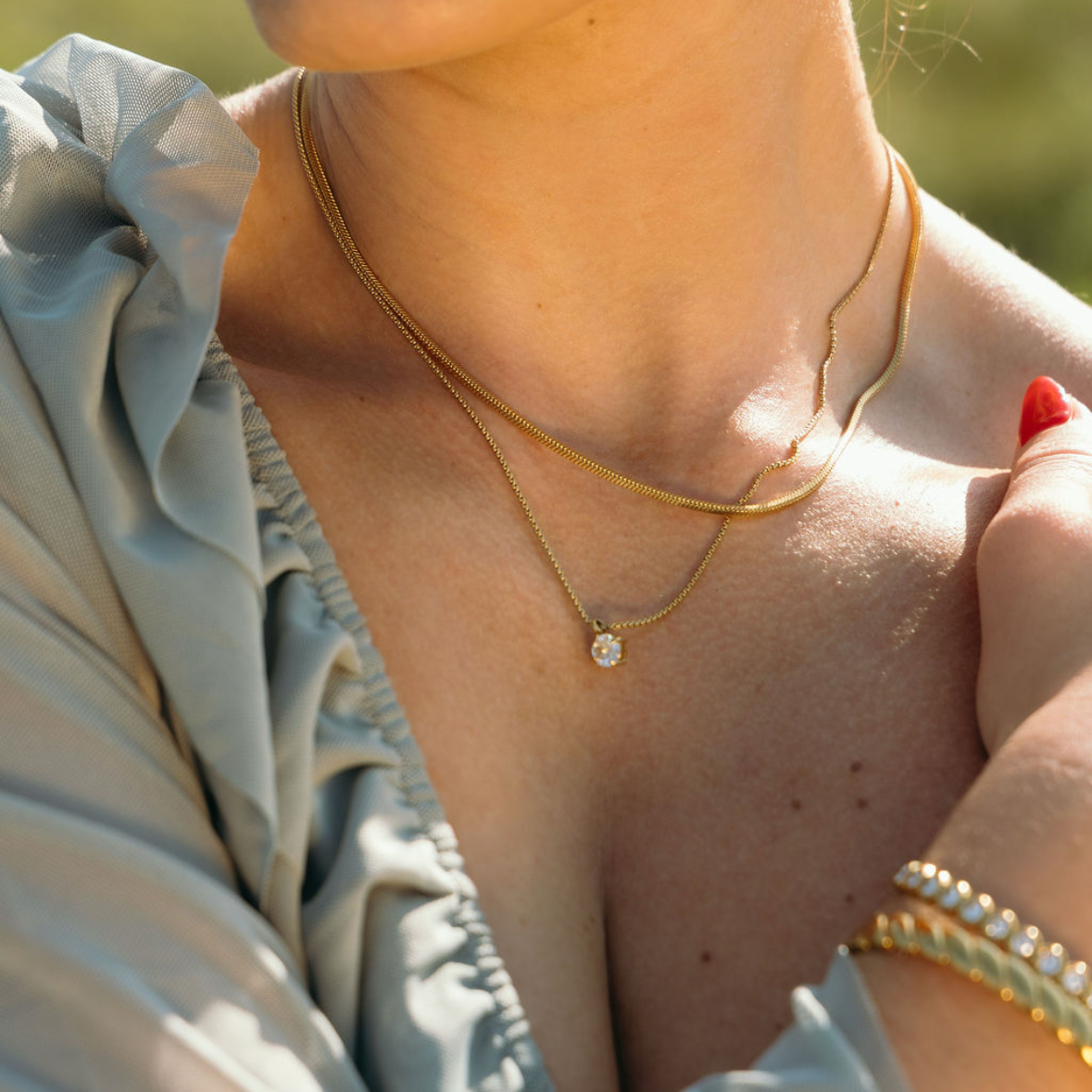 Ellie Square Herringbone Necklace
