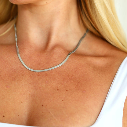 Silver Skye Herringbone Necklace