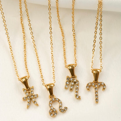 Zodiac CZ Pendant Necklace